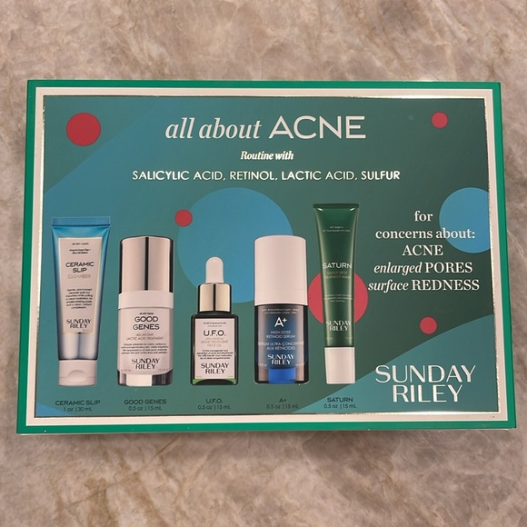 BRAND NEW SUNDAY RILEY ALL ABOUT ACNE! INCLUDES ONLY LACTIC ACID & RETINOL SERUM - Picture 1 of 11